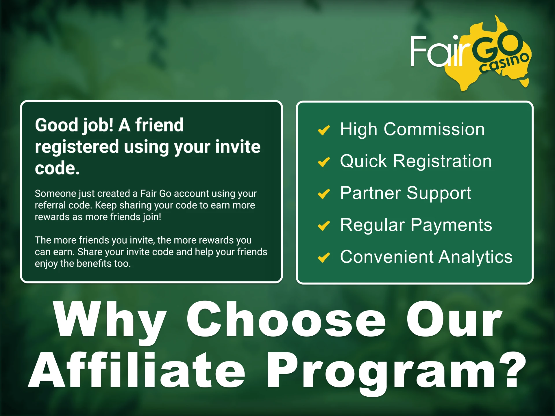 Enjoy a range of benefits with the Fair Go affiliate program.