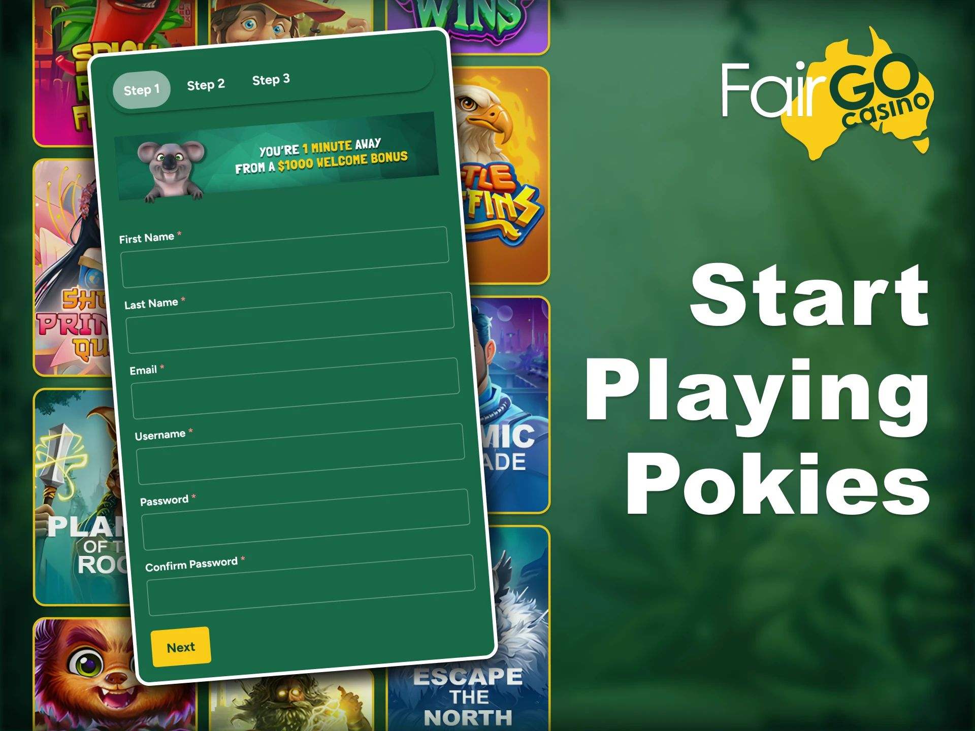 Join Fair Go and start enjoying pokies.