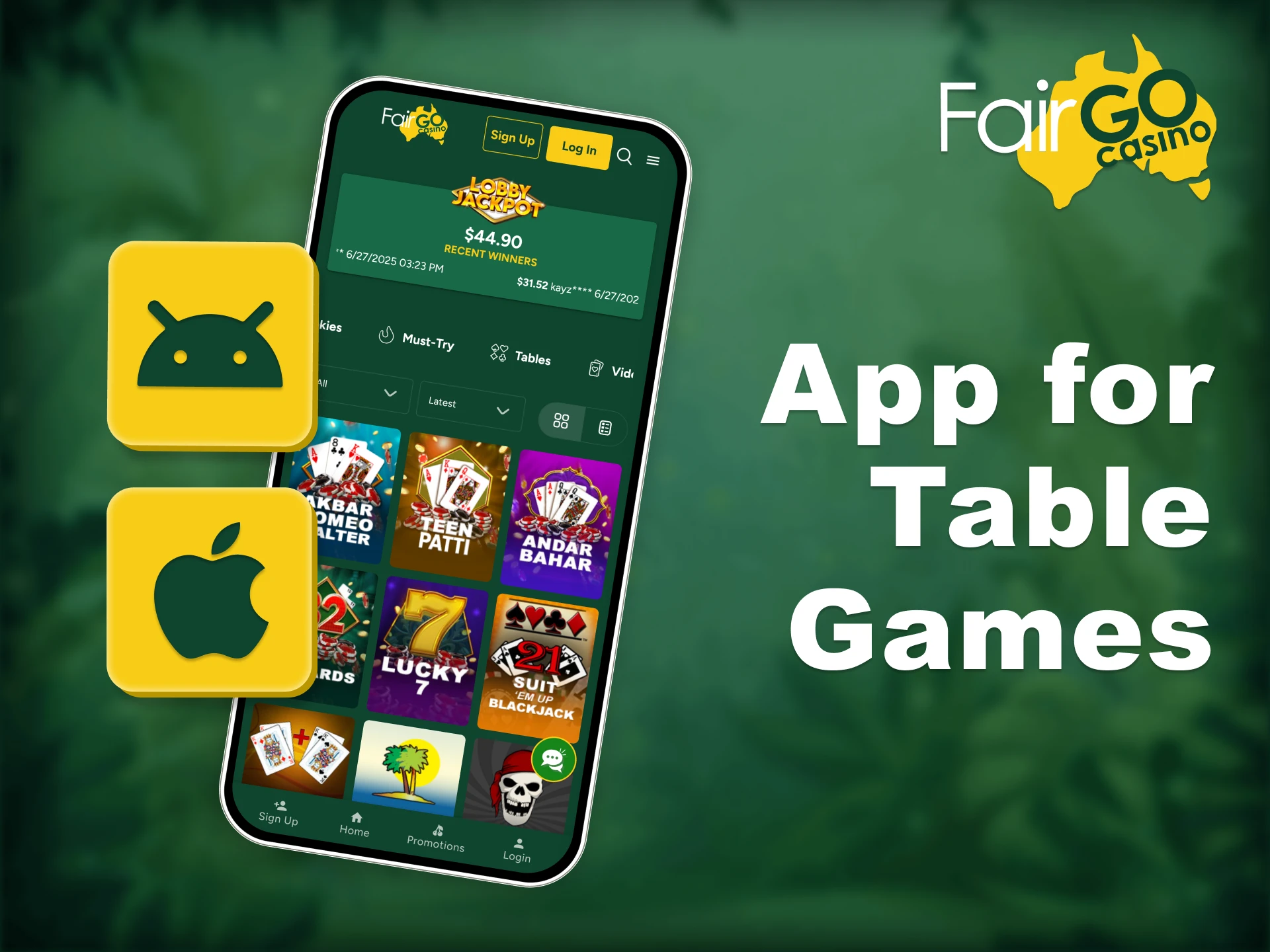 Play table games from anywhere in Australia on your phone with Fair Go.